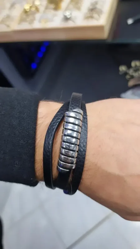 MOŠKA ZAPESTNICA MOS -SILVER / ČRNA 3V1