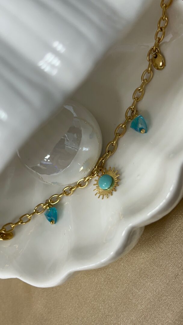 ZAPESTNICA ZA NOGO FRIDA- GOLD/BLUE - slika 3