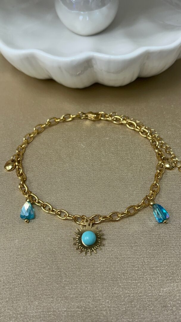 ZAPESTNICA ZA NOGO FRIDA- GOLD/BLUE - slika 4