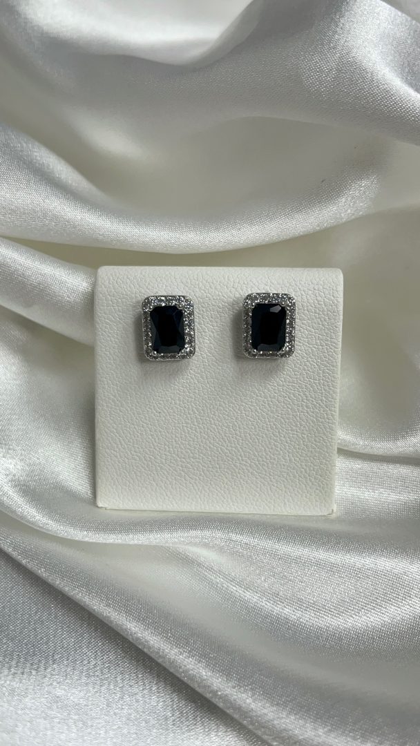 VTIČNI UHANI SQUARE - SILVER/BLACK - slika 2