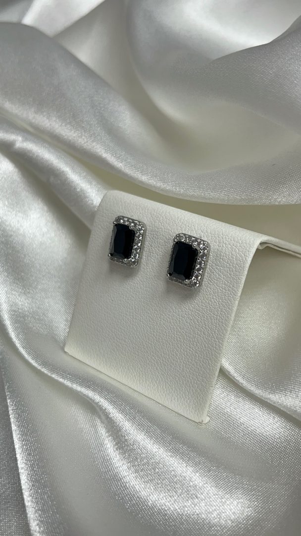 VTIČNI UHANI SQUARE - SILVER/BLACK - slika 3