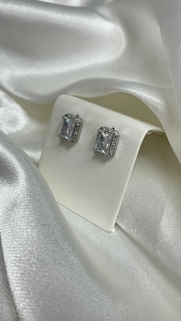 VTIČNI UHANI SQUARE - SILVER - slika 2