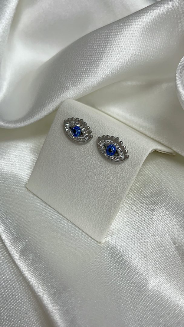 VTIČNI UHANI EYE - SILVER - slika 3