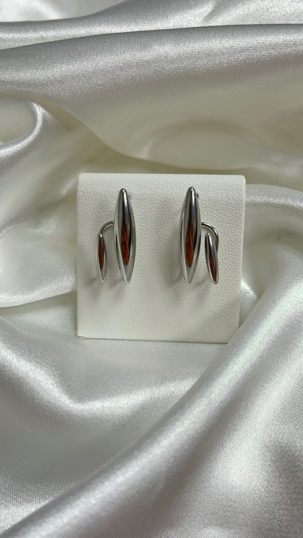 VTIČNI UHANI LUSTRO - SILVER - slika 2