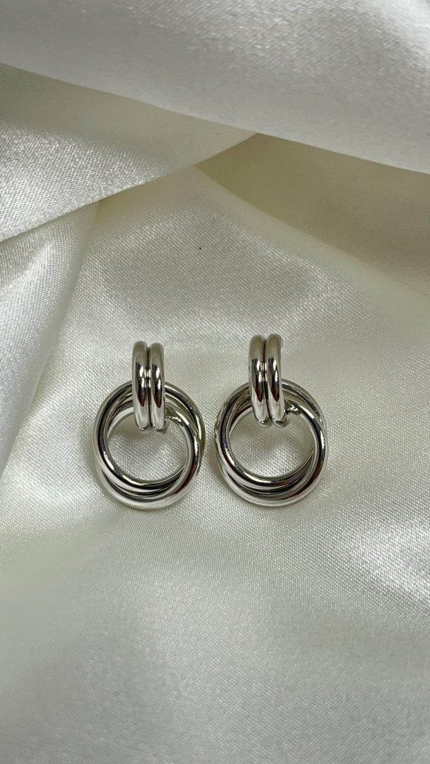 VTIČNI UHANI TWIST - SILVER - slika 2