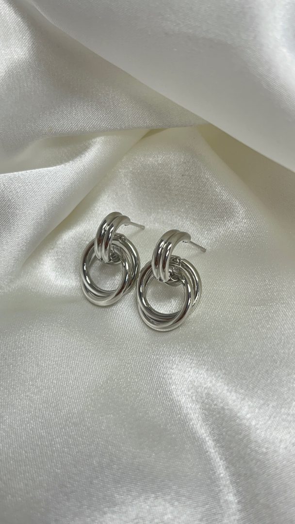 VTIČNI UHANI TWIST - SILVER - slika 3