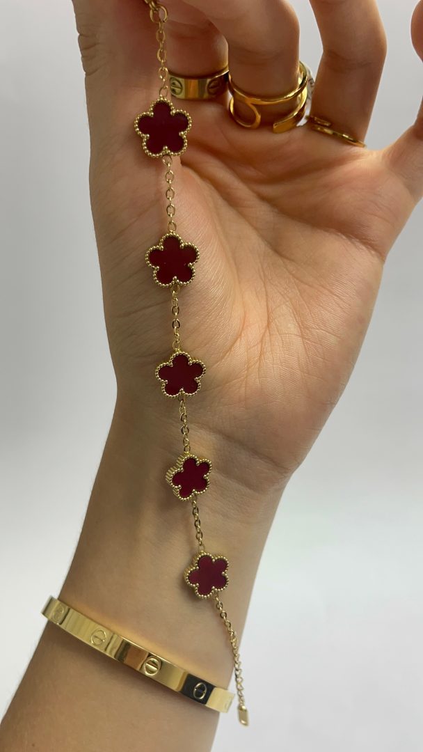 ZAPESTNICA FLOWER - GOLD / BORDO RDEČA