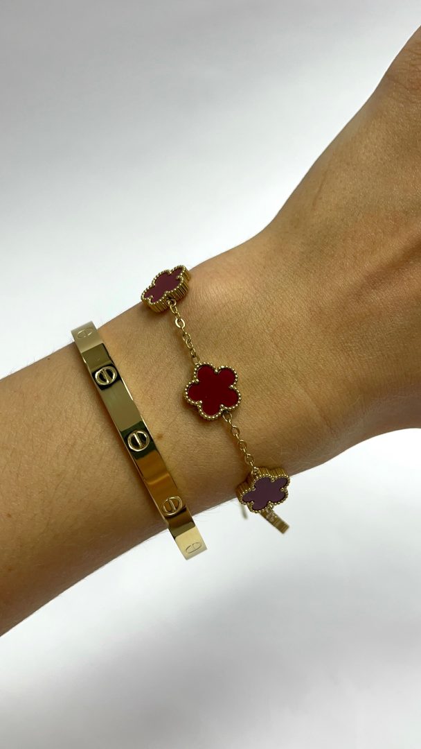 ZAPESTNICA FLOWER - GOLD / BORDO RDEČA - slika 2