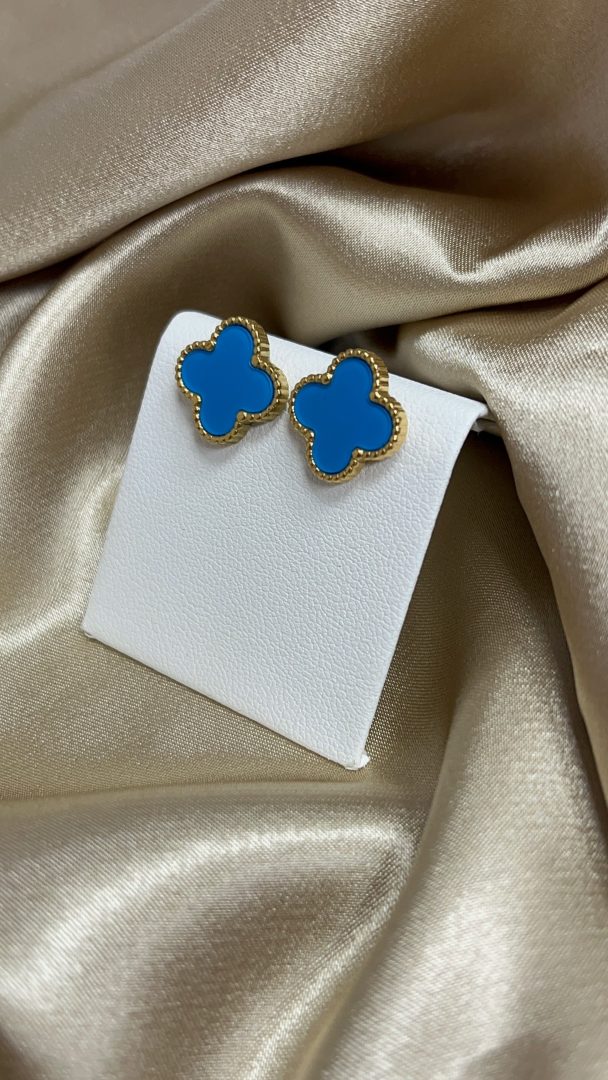 VTIČNI UHANI CLOVER - GOLD/BLUE - slika 3