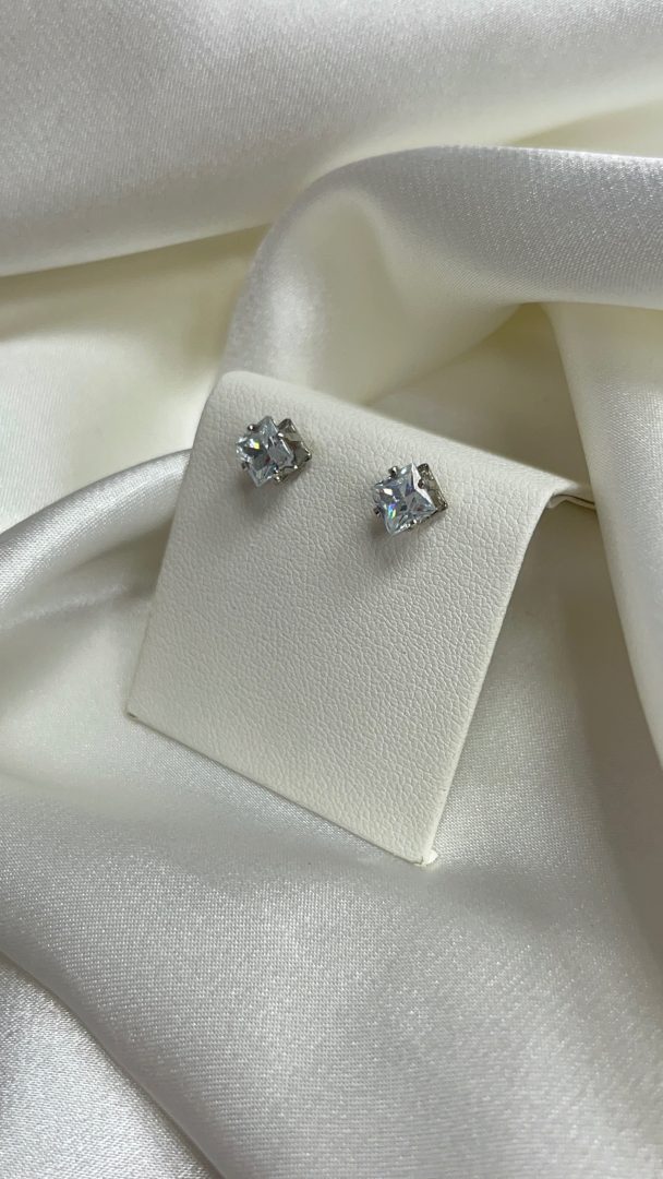 VTIČNI UHANI SQUARE MINI - SILVER - slika 3
