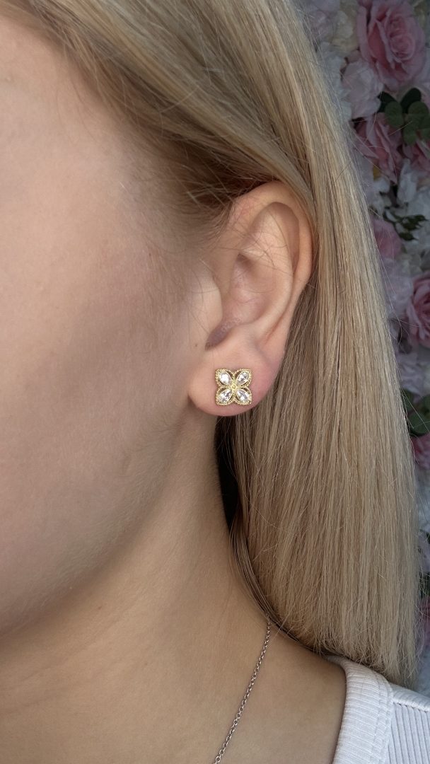 VTIČNI UHANI CLOVER - GOLD - slika 3