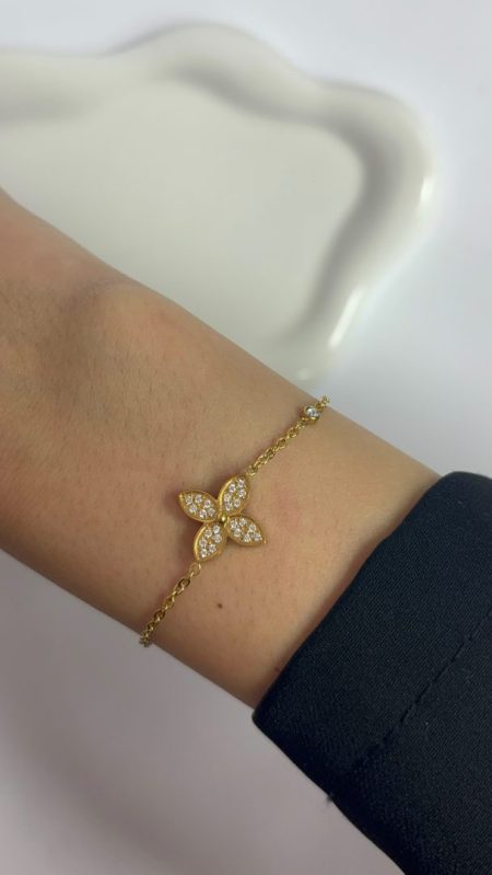 ZAPESTNICA CLOVER S CIRKONOM- GOLD