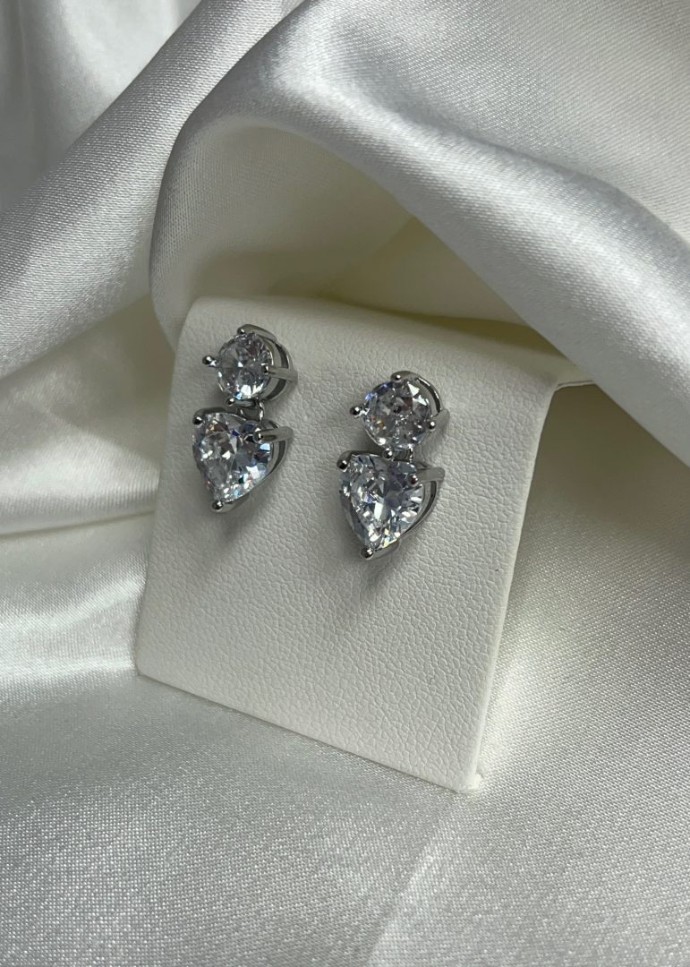 VTIČNI UHANI HEART - SILVER - slika 2