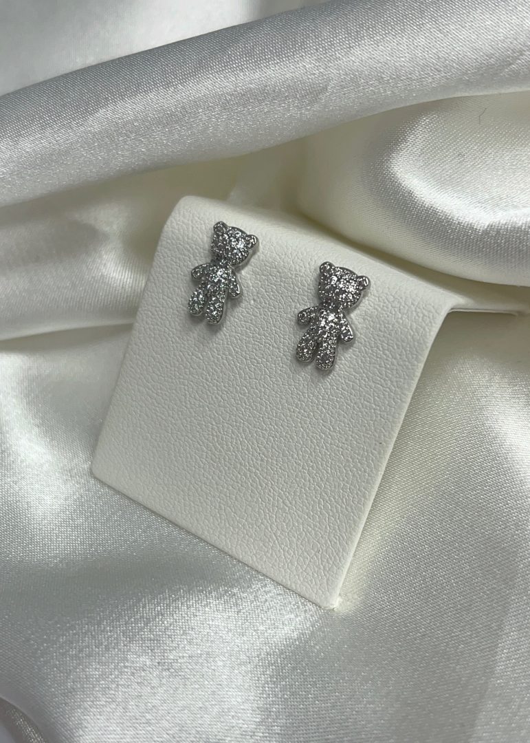 VTIČNI UHANI TEDDY - SILVER - slika 2