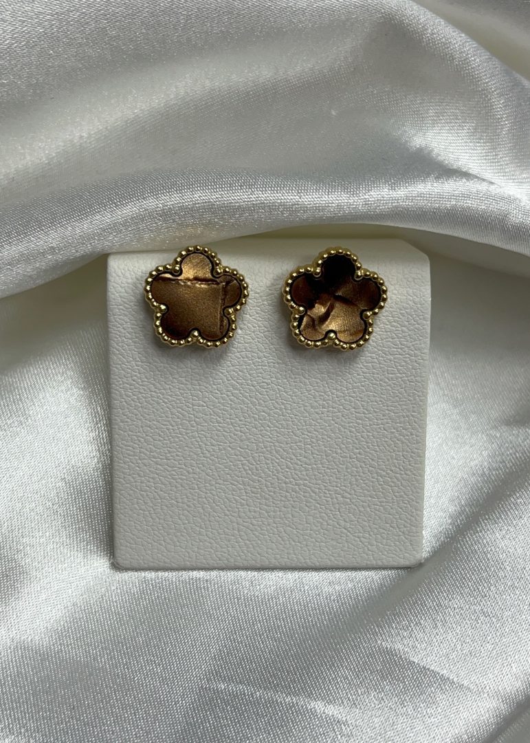VTIČNI UHANI FLOWER- GOLD/BROWN