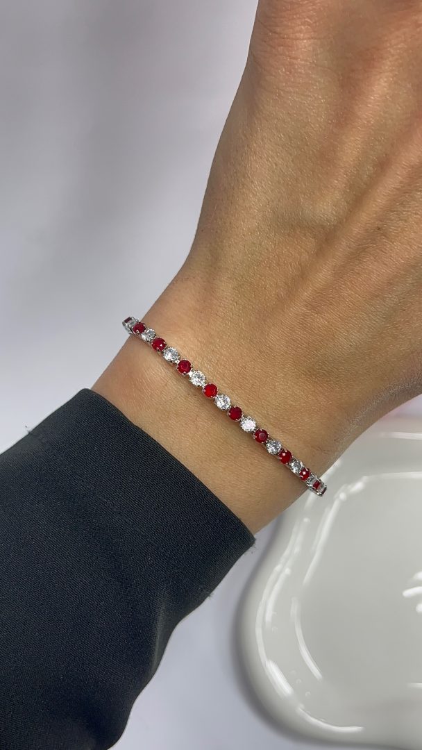 ZAPESTNICA TENNIS - BORDO RDEČA / SILVER 2,5mm