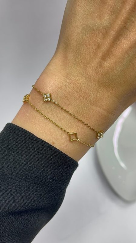ZAPESTNICA CLOVER S CIRKONI DVOJNA- GOLD
