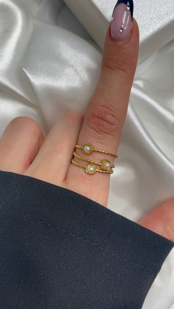 PRSTAN TRIPPLE- PERLA /GOLD - slika 2