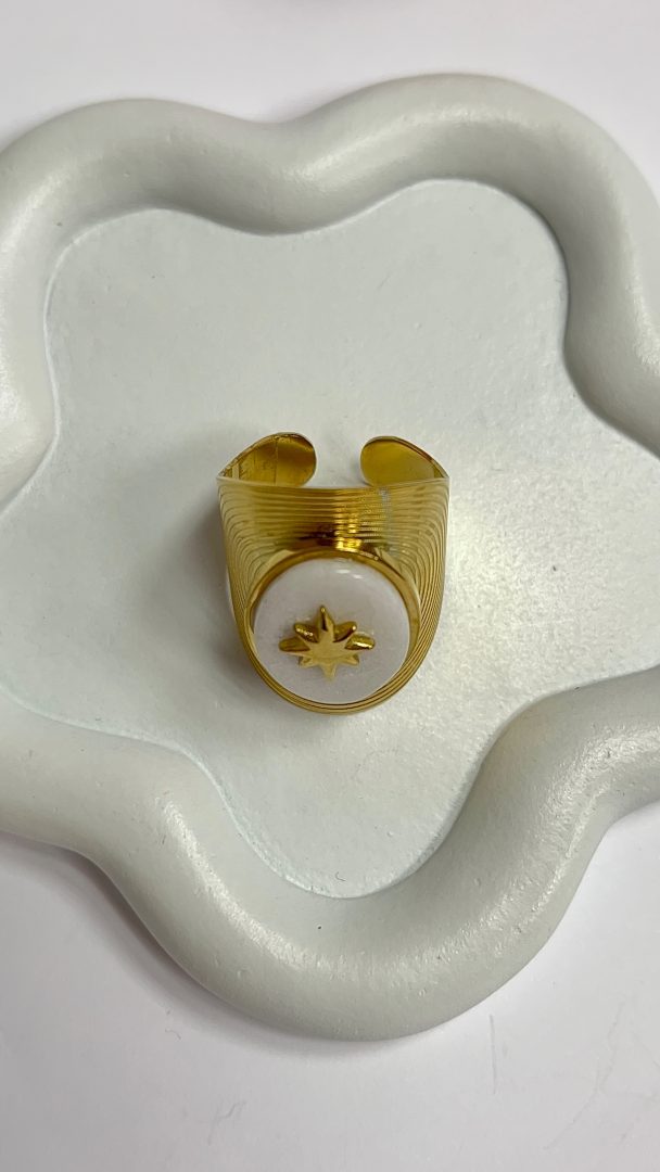 PRSTAN KARINA- BELA / GOLD - slika 4