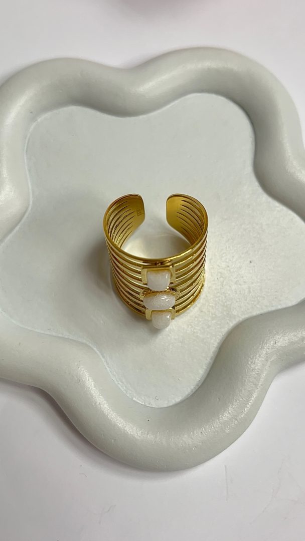 PRSTAN LIVIA - BELA/ GOLD - slika 4
