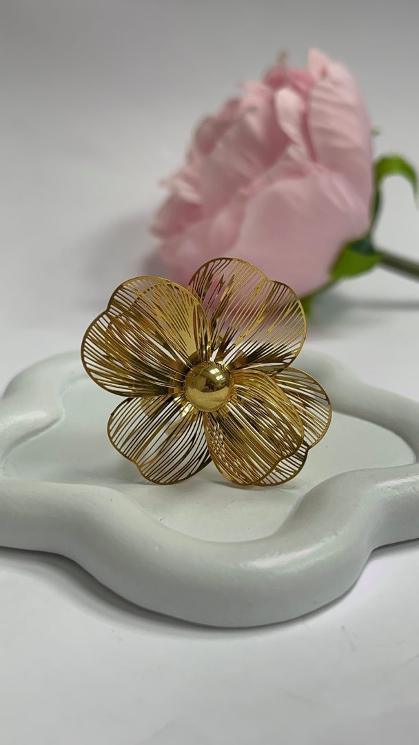 PRSTAN FLOWERS BELA - GOLD - slika 3