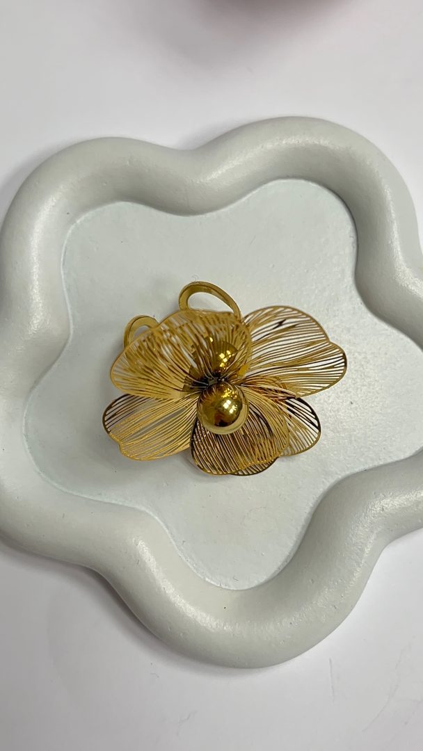 PRSTAN FLOWERS BELA - GOLD - slika 4
