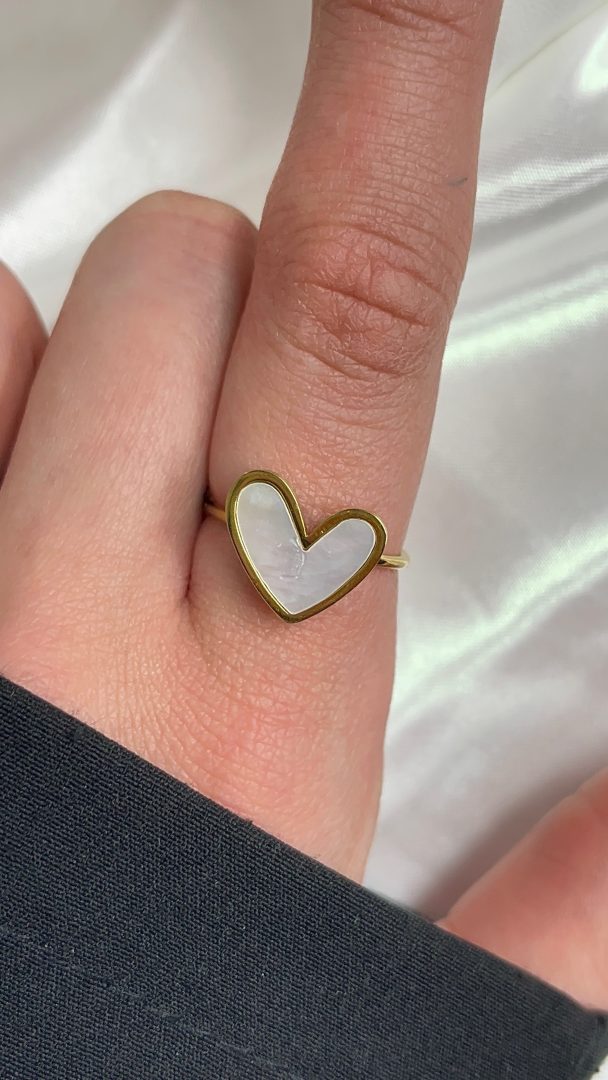 PRSTAN HEART- PERLA /GOLD