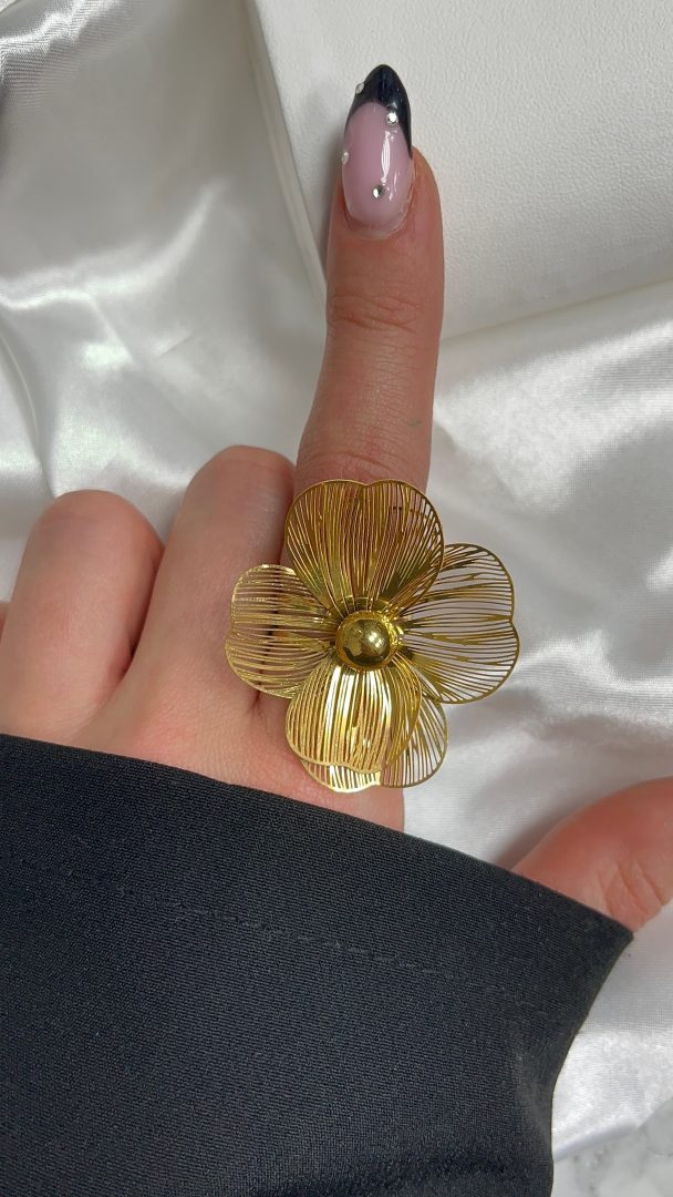 PRSTAN FLOWERS BELA - GOLD - slika 2