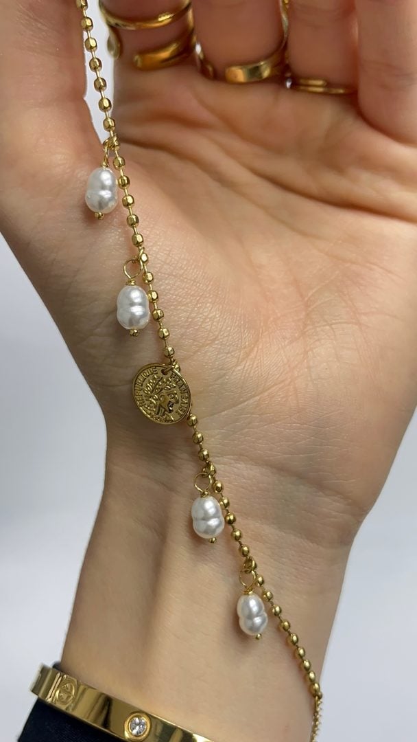 ZAPESTNICA URSULA - GOLD/PEARL