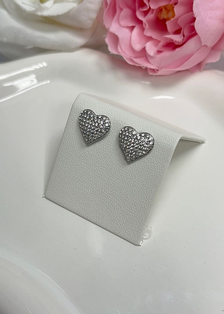 VTIČNI UHANI HEART - SILVER - slika 2