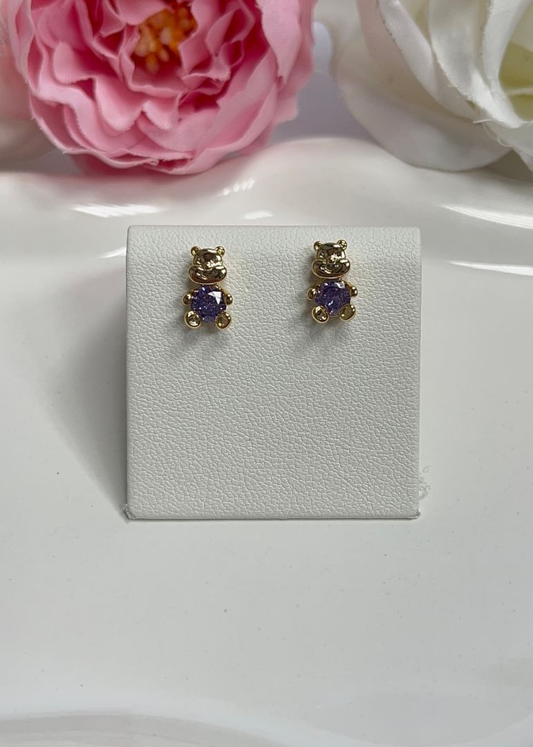 VTIČNI UHANI TEDDY - GOLD/PURPLE