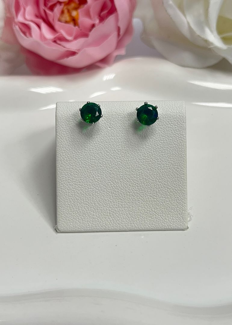 VTIČNI UHANI BETTY - SILVER/GREEN