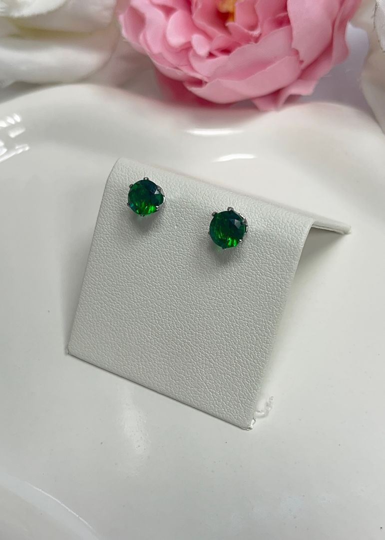 VTIČNI UHANI BETTY - SILVER/GREEN - slika 2