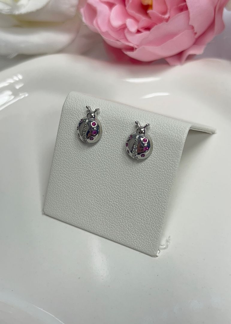 VTIČNI UHANI LADYBUG - SILVER - slika 2