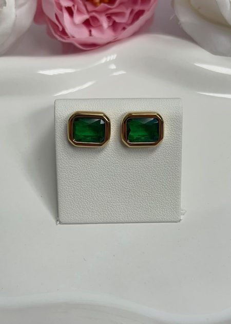 VTIČNI UHANI CAROLINE- GOLD/GREEN