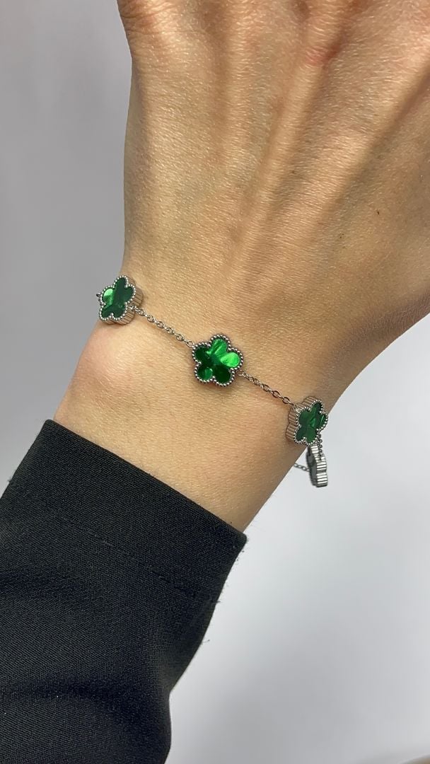 ZAPESTNICA CLOVER- SILVER/GREEN