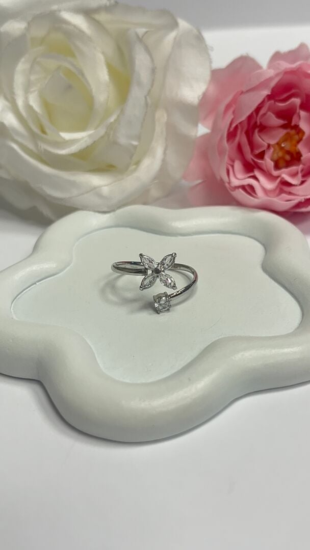PRSTAN FLOWER- SILVER - slika 3