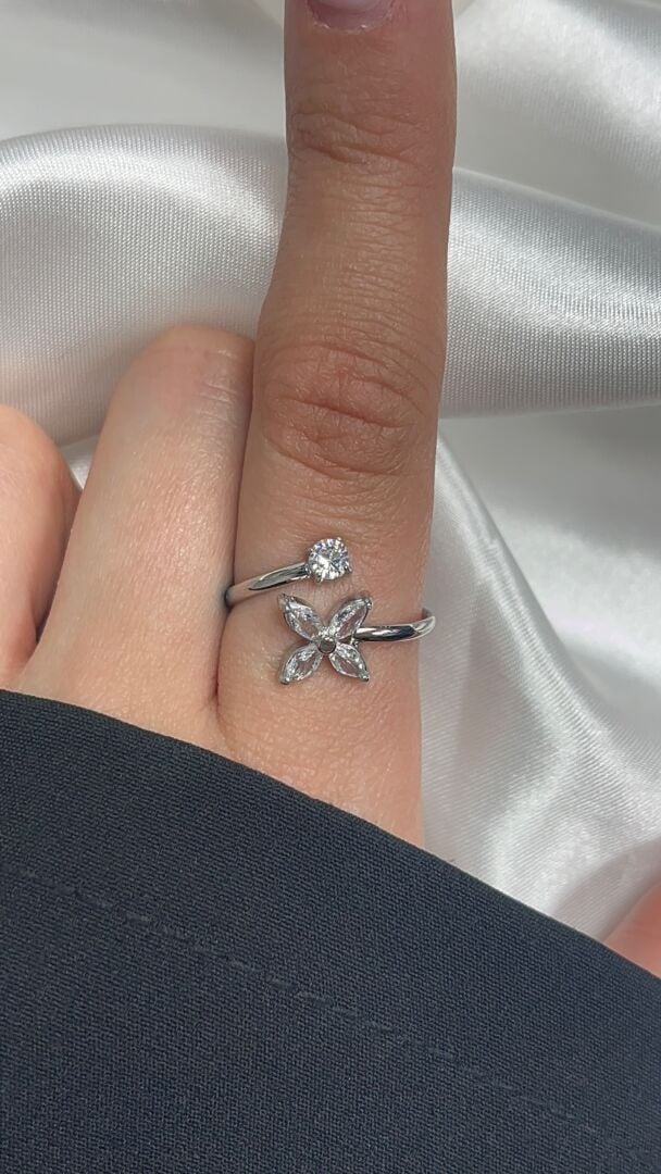 PRSTAN FLOWER- SILVER - slika 2