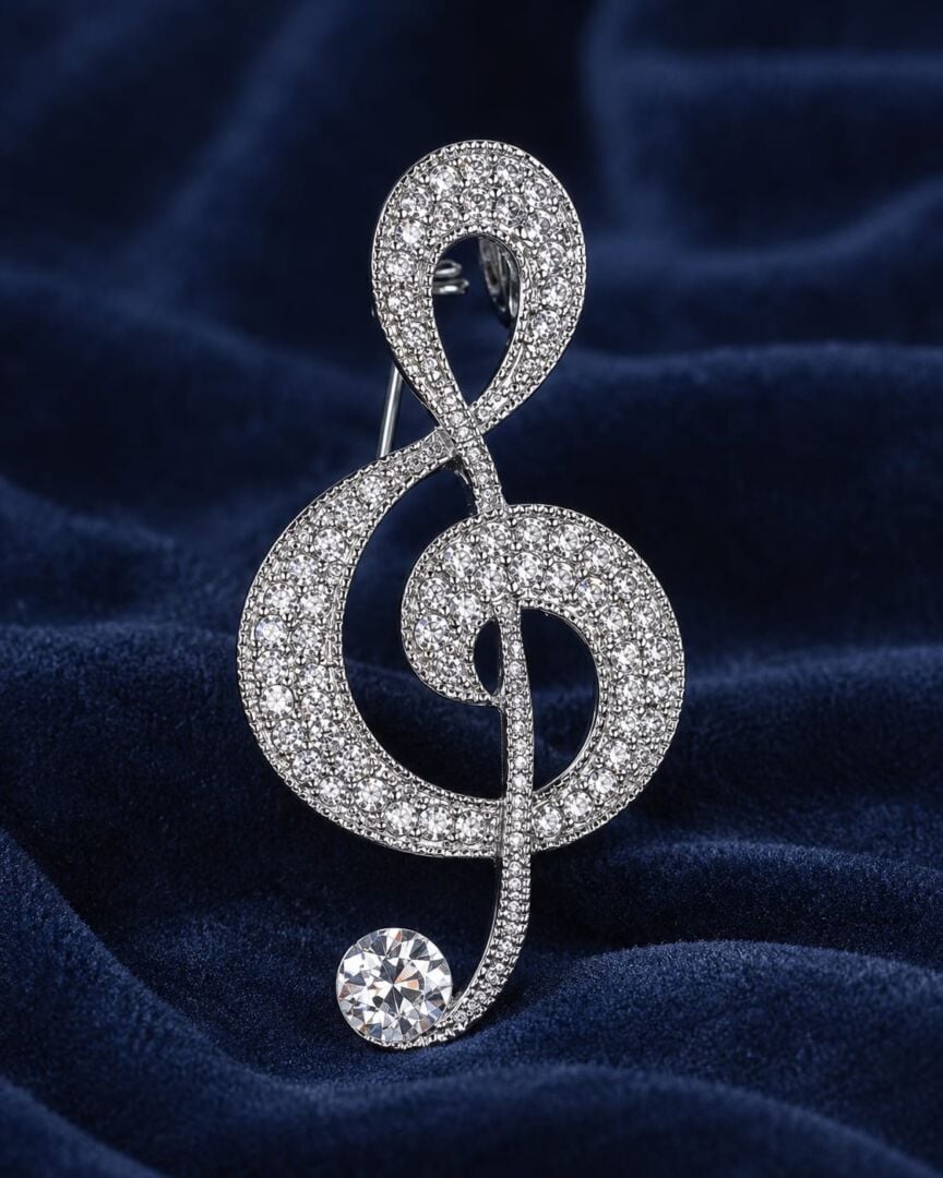 BROŠKA VIOLIN - SILVER - slika 2