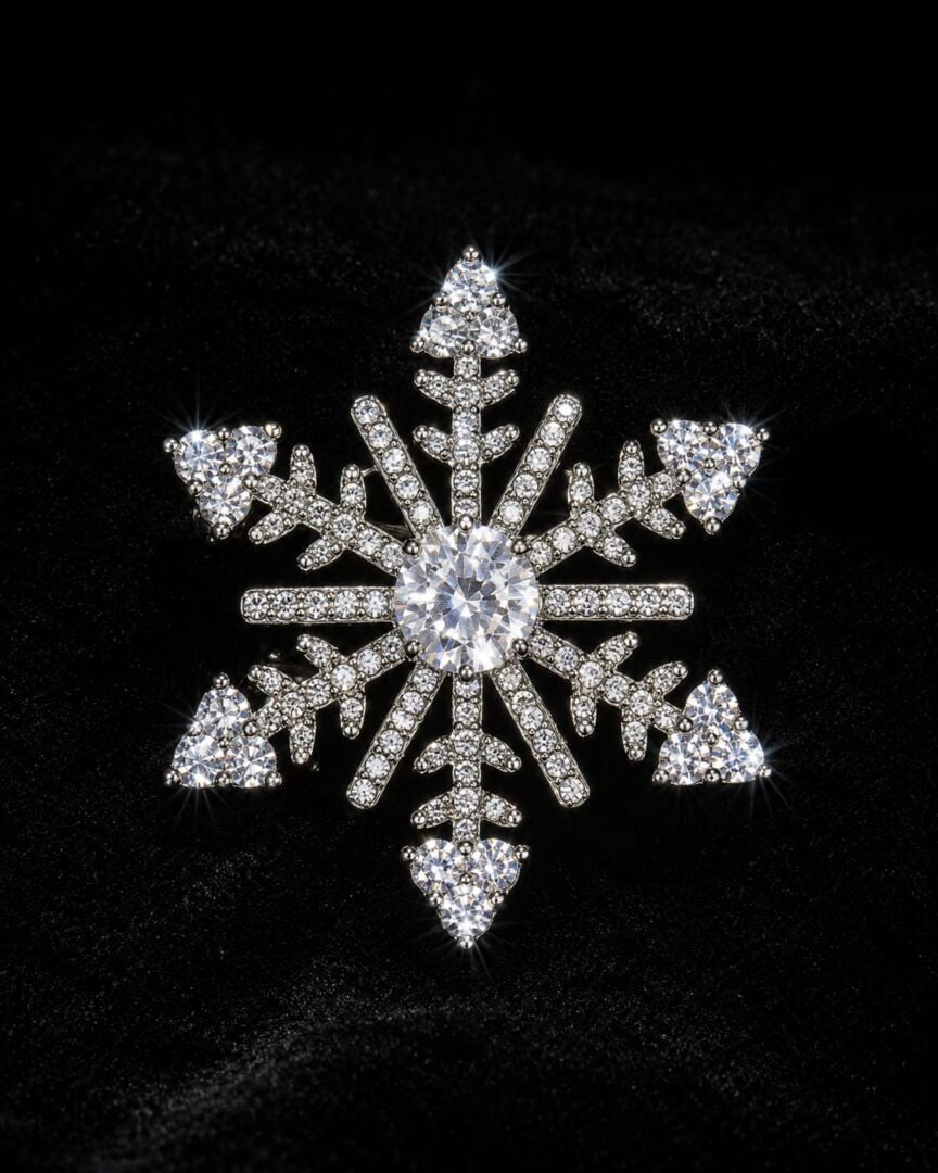 BROŠKA SNOWFLAKE - SILVER - slika 2