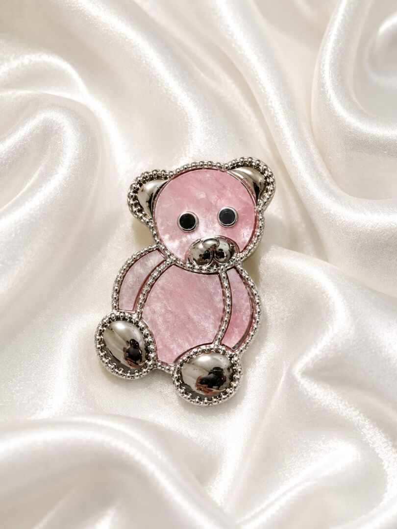 BROŠKA TEDDY- SILVER/PINK - slika 2